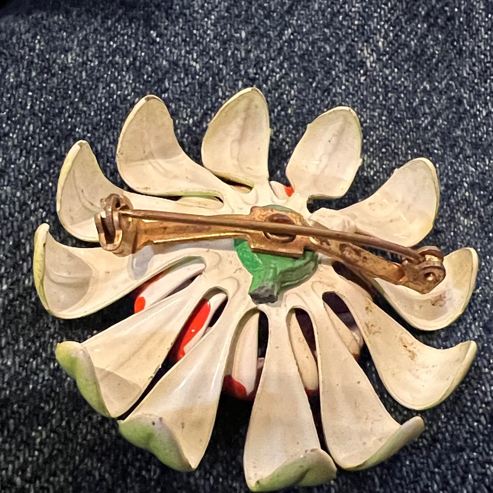Colorful Enameled Flower Brooch - Picture 5 of 5